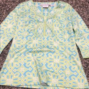 Green and blue blouse